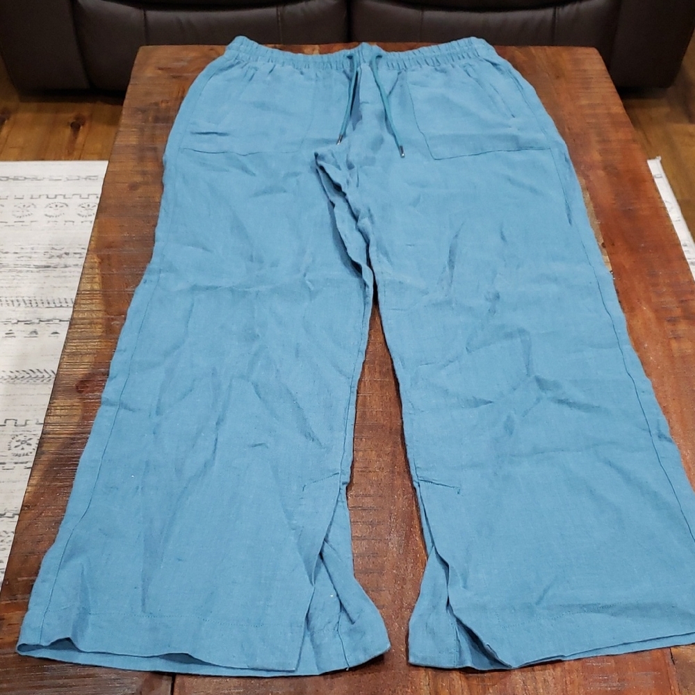 Athleta Light Blue Wide-Leg Drawstring Pants